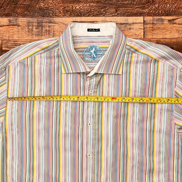 Bugatchi Long Sleeve Button Down Striped Classic Fit Shirt XXL 100% Cotton - Picture 3 of 5